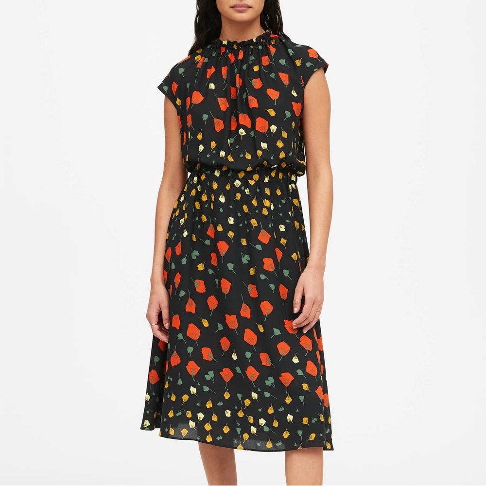 Banana Republic California Poppy Print Midi Dress